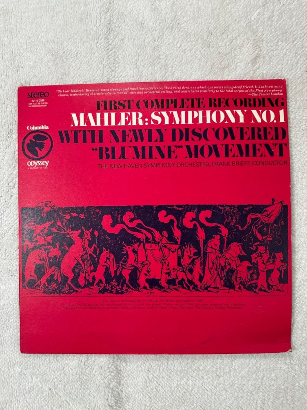 Mahler Symphony No 1 In D Major With Newly Discovered Blumine Movement LP 33 RPM